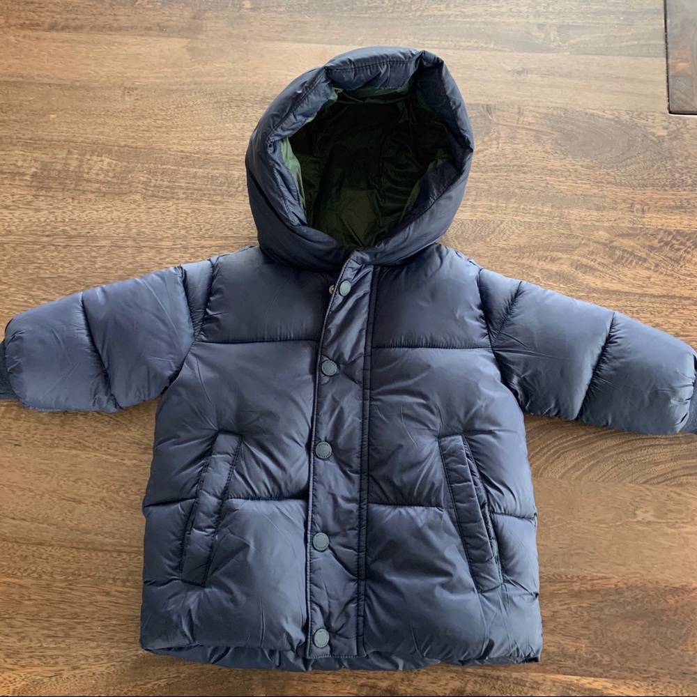 Zara Baby Boy Puffer Hooded Jacket Blue